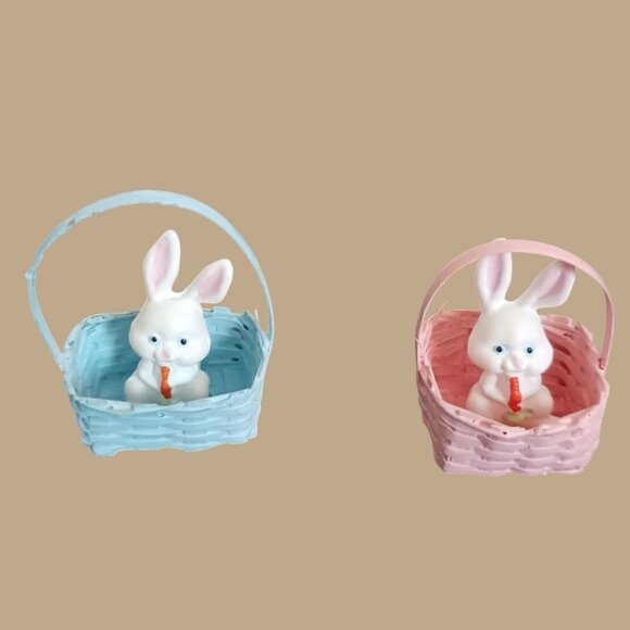 Vtg mini Easter Bunnies Figurines & Decorations Set 10pcs Pastel Colors - Picture 3 of 10